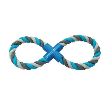 Duvo+ Tug Toy Knotted Cotton 8- Pull Ring 33cm Grey/Blue